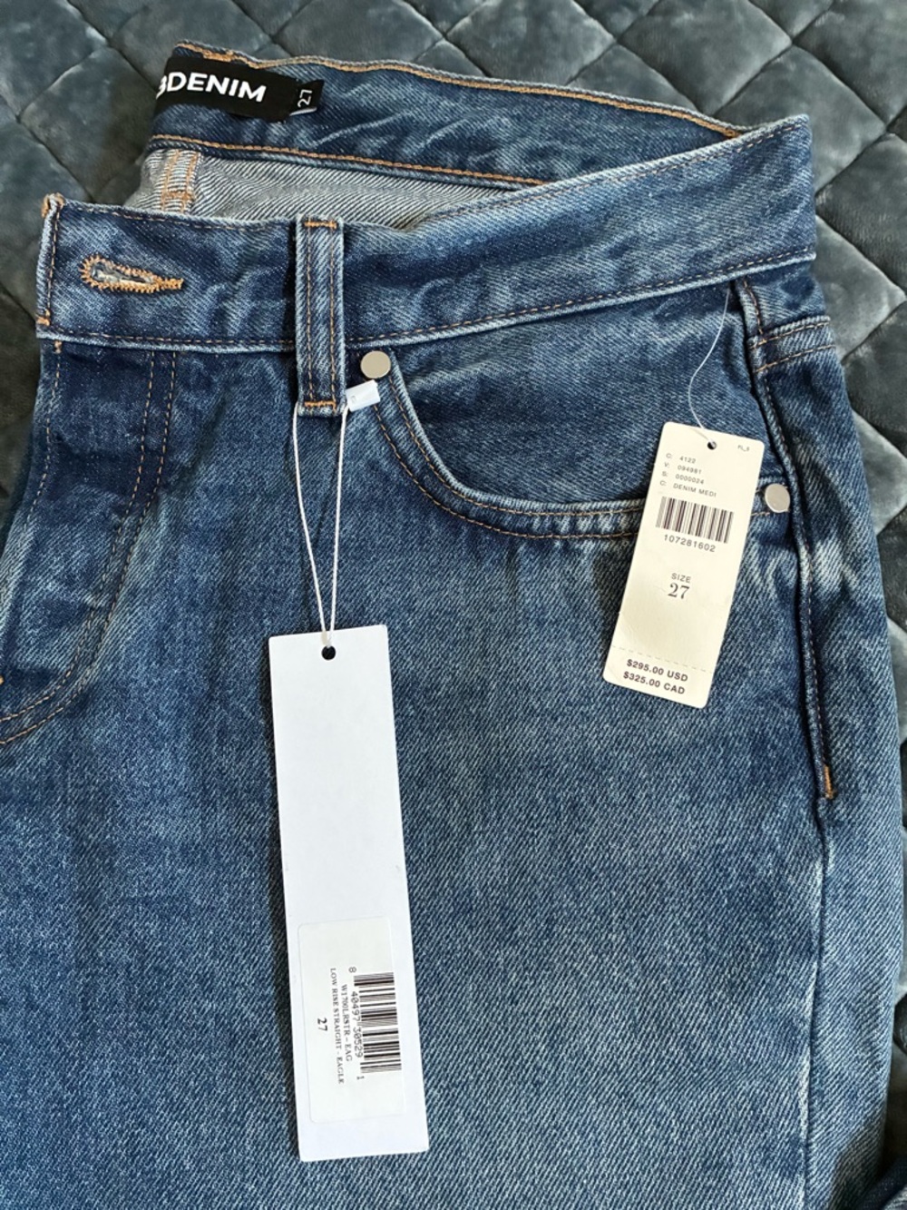 EB Denim Low-Rise Straight-Leg Jeans NWT Sz 27 Eagle - Picture 8 of 8